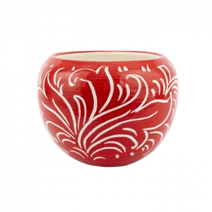 Vietri Rustic Garden Red Scroll Medium Planter