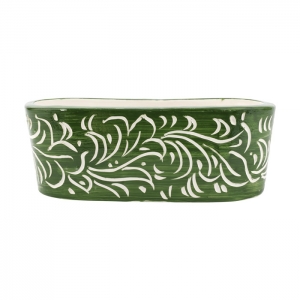 Vietri Rustic Garden Dark Green Scroll Oval Planter