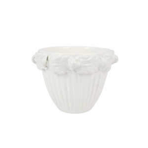 Vietri Rustic Garden White Acanthus Leaf Small Cachepot