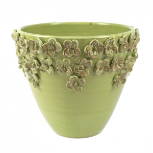 Vietri Rustic Garden Pistachio Flower Medium Cachepot