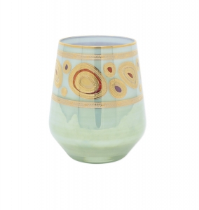 Vietri Regalia Aqua Stemless Wine Glass