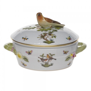 Herend Rothschild Bird Covered Vegetable Medium w /Bird 2.5Pt 6"H