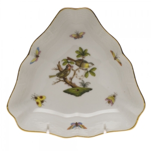 Herend Rothschild Bird Small Triangle Dish 5.75"L X 1