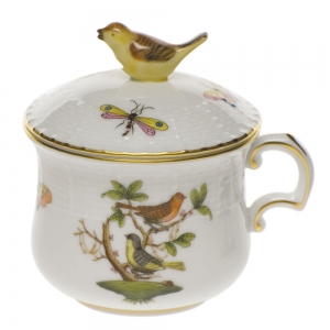 Herend Rothschild Bird Pot De Creme W/Bird (3 Oz)