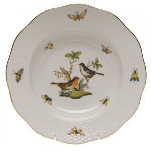 Herend Rothschild Bird Rim Soup Plate - Motif 05 8"D