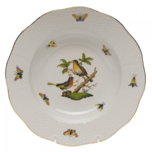 Herend Rothschild Bird Rim Soup Plate - Motif 08 8"D