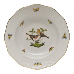 Herend Rothschild Bird Rim Soup Plate - Motif 09 8"D