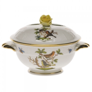 Herend Rothschild Bird Covered Cup W/Rose Lid - Kit (8 Oz