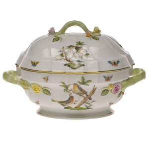 Herend Rothschild Bird Tureen W/Branch(2 Qt) 9.5"H