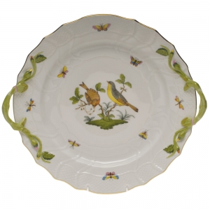 Herend Rothschild Bird Chop Plate W/Handles12"D