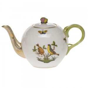 Herend Rothschild Bird Tea Pot W/Butterfly (12 Oz) 4"