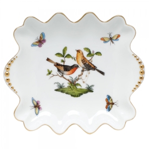 Herend Rothschild Bird - Small Dish with Pearls Handles