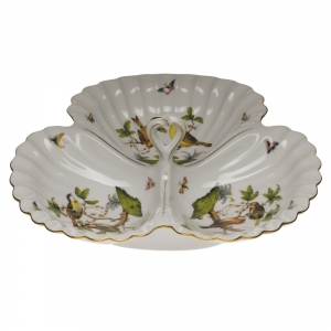 Herend Three Section Shell - Rothschild Bird Herend Three Section Shell - Rothschild Bird