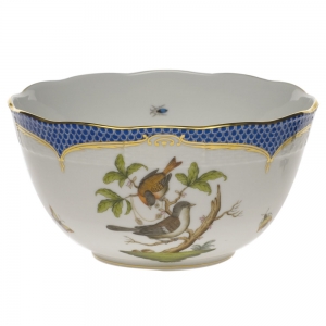 Herend Rothschild Bird Blue Border Round Bowl(3.5 Pt) 7.5"D