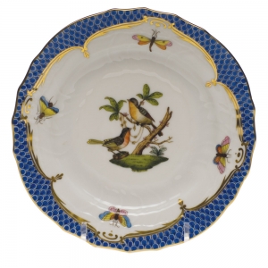 Herend Rothschild Bird Blue Border Bread & Butter Plate - Mo 08 6