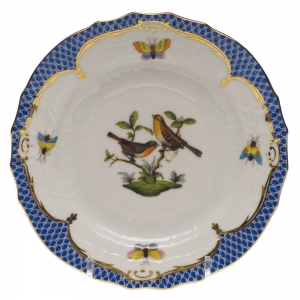 Herend Rothschild Bird Blue Border Bread & Butter Plate - Mo 09 6