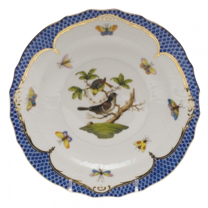 Herend Rothschild Bird Blue Border Salad Plate - Motif 01 7.5"D