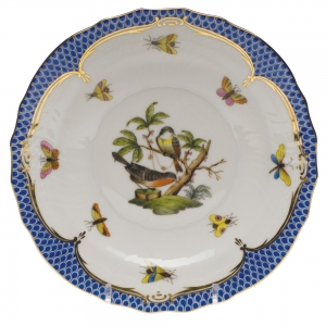 Herend Rothschild Bird Blue Border Salad Plate - Motif 02 7.5"D
