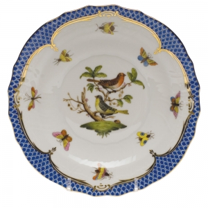 Herend Rothschild Bird Blue Border Salad Plate - Motif 03 7.5"D