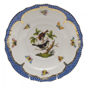 Herend Rothschild Bird Blue Border Salad Plate - Motif 04 7.5"D