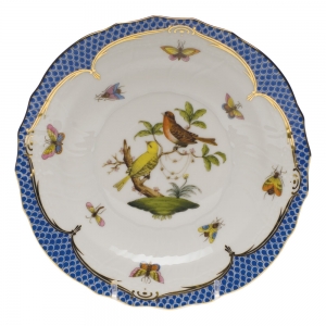 Herend Rothschild Bird Blue Border Salad Plate - Motif 06 7.5"D