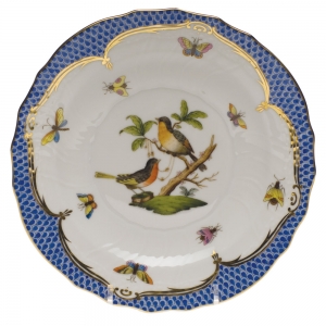 Herend Rothschild Bird Blue Border Salad Plate - Motif 08 7.5"D