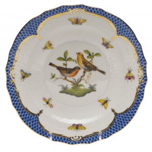 Herend Rothschild Bird Blue Border Salad Plate - Motif 09 7.5"D