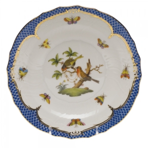 Herend Rothschild Bird Blue Border Salad Plate - Motif 10 7.5"D
