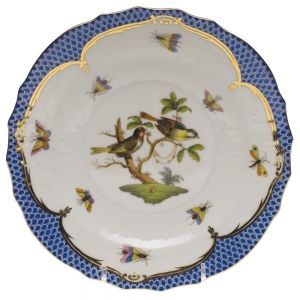 Herend Rothschild Bird Blue Border Salad Plate - Motif 11 7.5"D