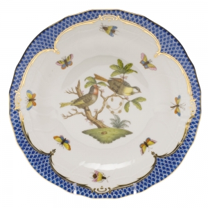 Herend Rothschild Bird Blue Border Dessert Plate - Motif 11 8.25"