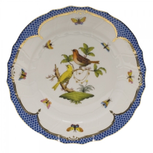 Herend Rothschild Bird Blue Border Dinner Plate - Motif 06 10.5"D