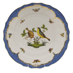 Herend Rothschild Bird Blue Border Dinner Plate - Motif 07 10.5"D