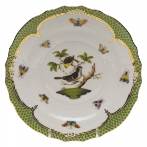 Herend Rothschild Bird Green Border Salad Plate - Motif 01 7.5"D