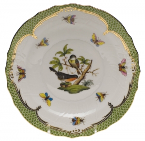 Herend Rothschild Bird Green Border Salad Plate - Motif 02 7.5"D