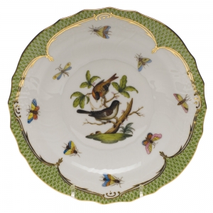 Herend Rothschild Bird Green Border Salad Plate - Motif 04 7.5"D