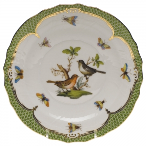 Herend Rothschild Bird Green Border Salad Plate - Motif 05 7.5"D