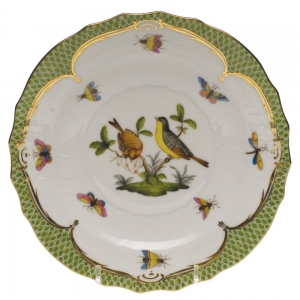 Herend Rothschild Bird Green Border Salad Plate - Motif 07 7.5"D