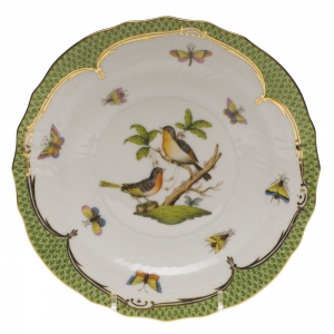 Herend Rothschild Bird Green Border Salad Plate - Motif 08 7.5"D
