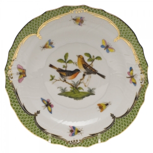 Herend Rothschild Bird Green Border Salad Plate - Motif 09 7.5"D