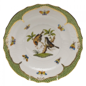 Herend Rothschild Bird Green Border Salad Plate - Motif 12 7.5"D