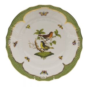 Herend Rothschild Bird Green Border Dinner Plate - Motif 03 10.5"D