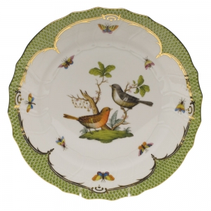 Herend Rothschild Bird Green Border Dinner Plate - Motif 05 10.5"D
