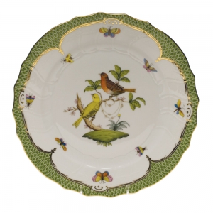 Herend Rothschild Bird Green Border Dinner Plate - Motif 06 10.5"D