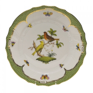 Herend Rothschild Bird Green Border Dinner Plate - Motif 06 10.5"D