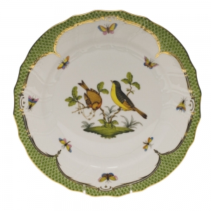 Herend Rothschild Bird Green Border Dinner Plate - Motif 07 10.5"D