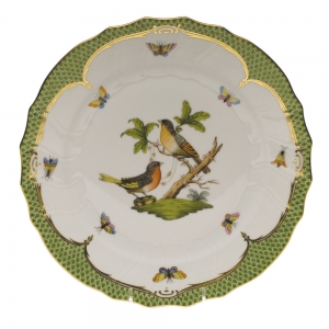 Herend Rothschild Bird Green Border Dinner Plate - Motif 08 10.5"D