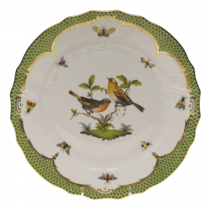 Herend Rothschild Bird Green Border Dinner Plate - Motif 09 10.5"D