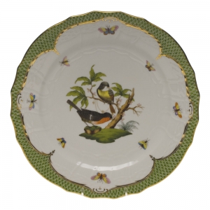 Herend Rothschild Bird Green Border Service Plate - Motif 02 11"D