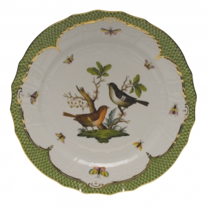 Herend Rothschild Bird Green Border Service Plate - Motif 05 11"D