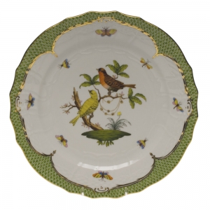 Herend Rothschild Bird Green Border Service Plate - Motif 06 11"D